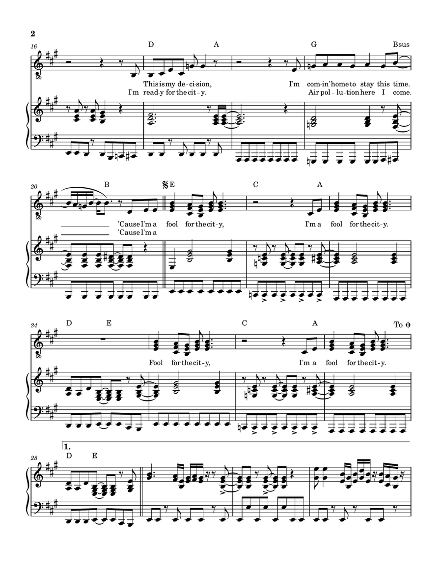 Fool For The City Fool For The City Piano, Vocal scores gallery preview page 3