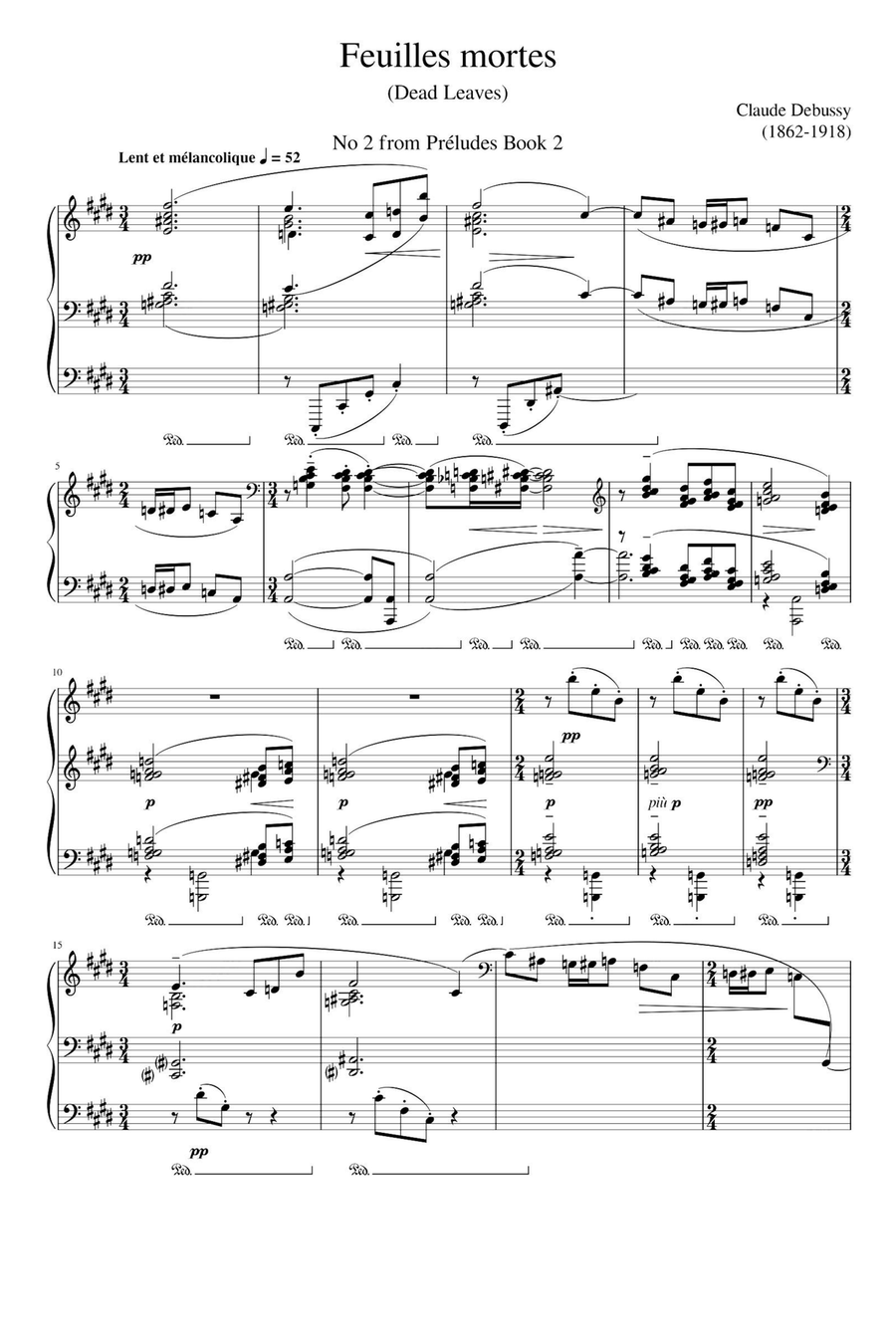 Prelude Book 2 No 2 Feuilles mortes - Claude Debussy Piano Solo scores gallery preview page 1