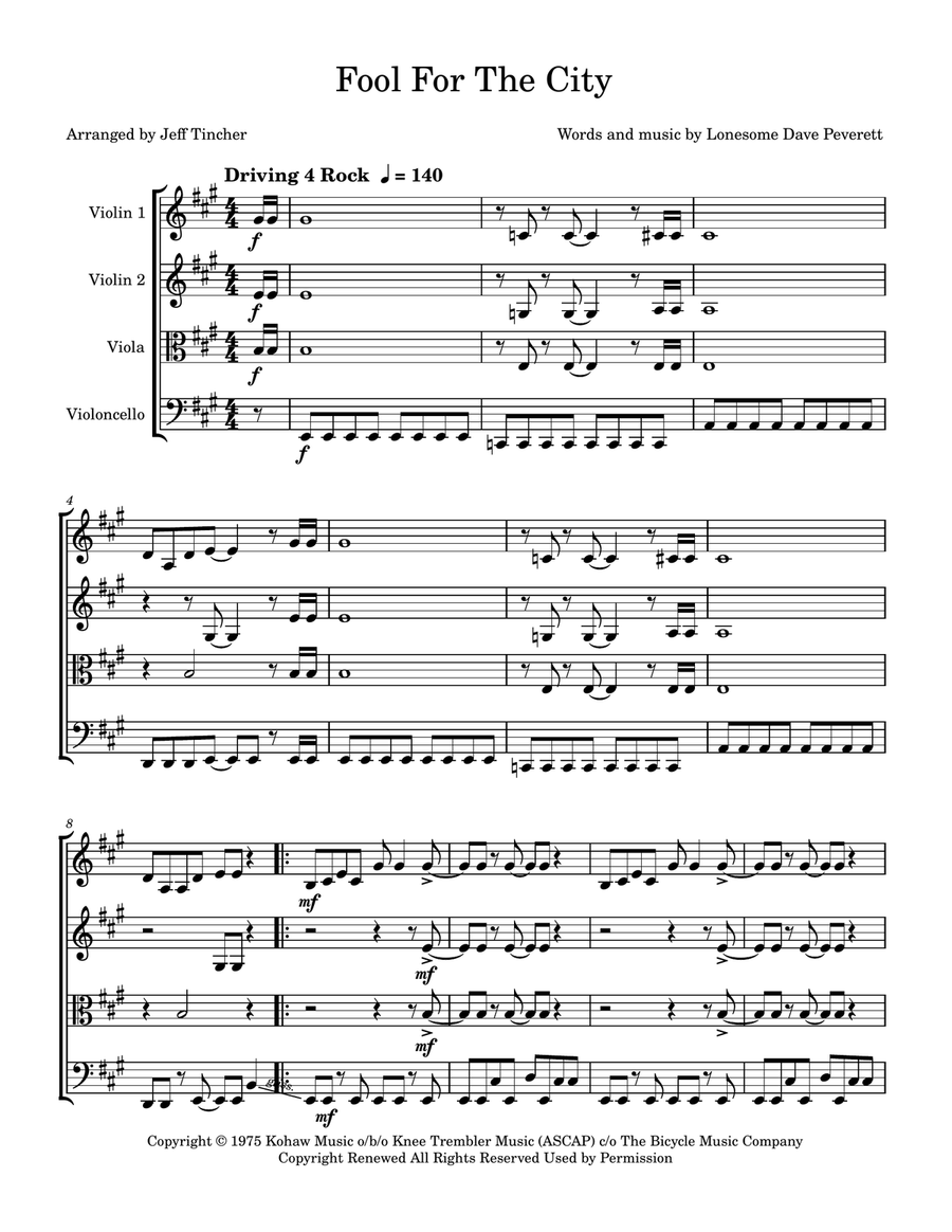 Fool For The City Fool For The City String Quartet scores gallery preview page 2