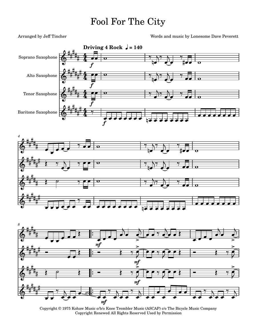 Fool For The City Saxophone Quartet scores gallery preview page 2