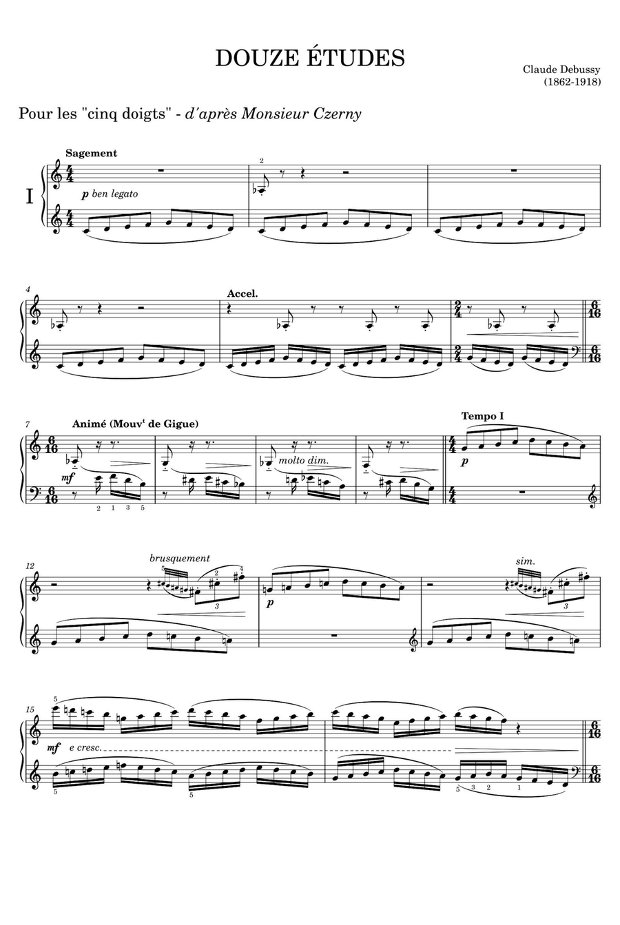 Pour les cinq doigts - d'après Monsieur Czerny - Claude Debussy Piano Solo scores gallery preview page 1