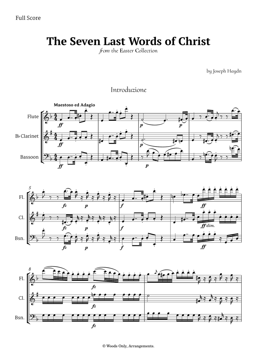 The Seven Last Words of Christ by Haydn for Woodwind Trio Woodwind Trio scores gallery preview page 1