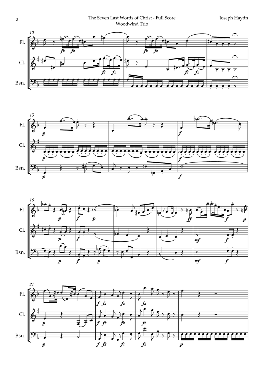 The Seven Last Words of Christ by Haydn for Woodwind Trio Woodwind Trio scores gallery preview page 2