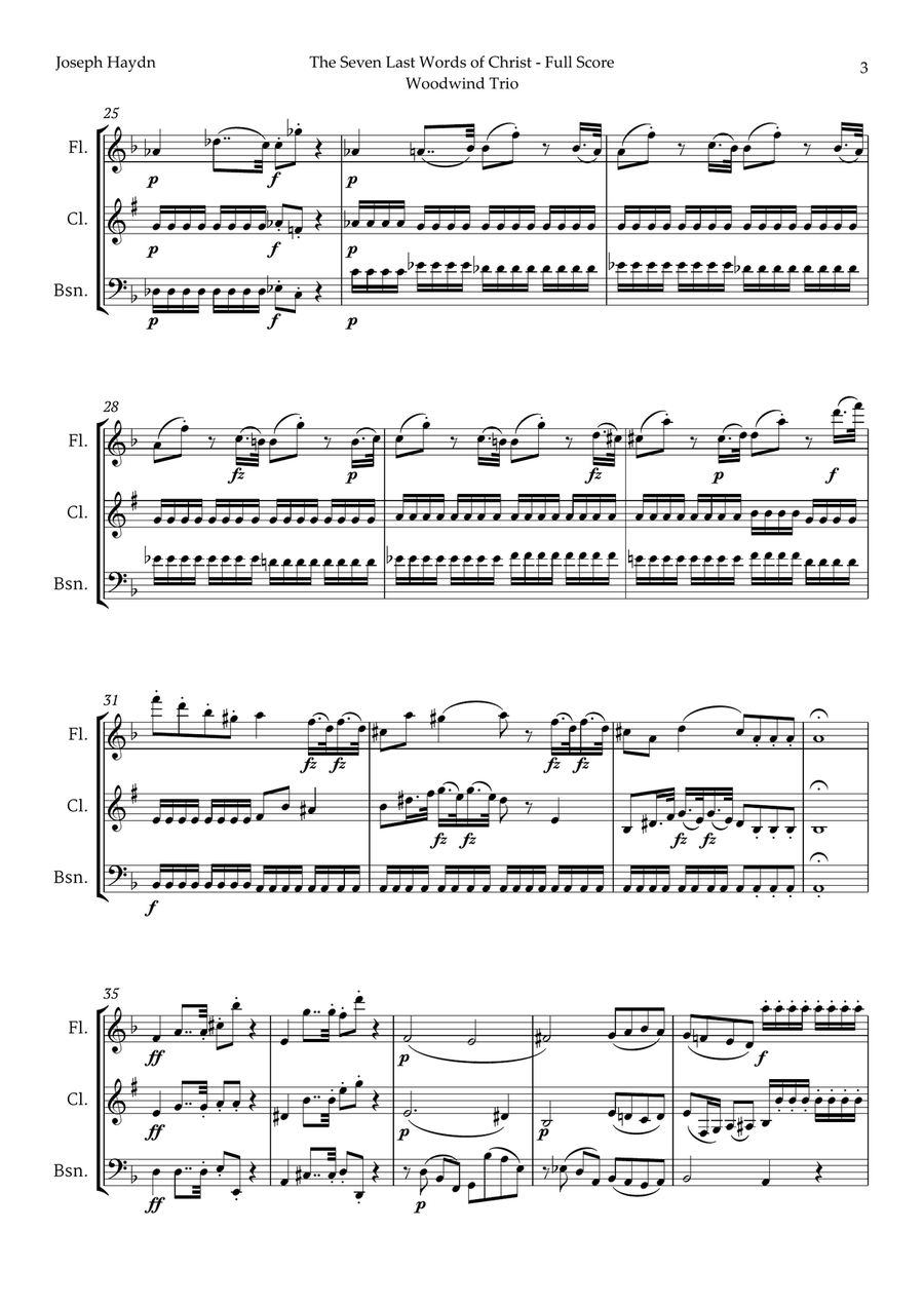 The Seven Last Words of Christ by Haydn for Woodwind Trio Woodwind Trio scores gallery preview page 3
