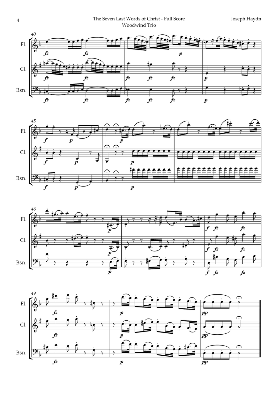 The Seven Last Words of Christ by Haydn for Woodwind Trio Woodwind Trio scores gallery preview page 4