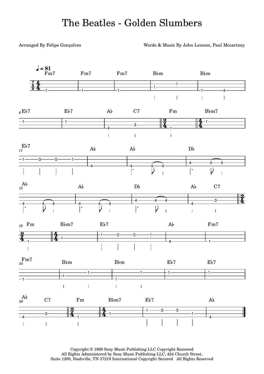 Golden Slumbers Golden Slumbers Acoustic Guitar scores gallery preview page 1