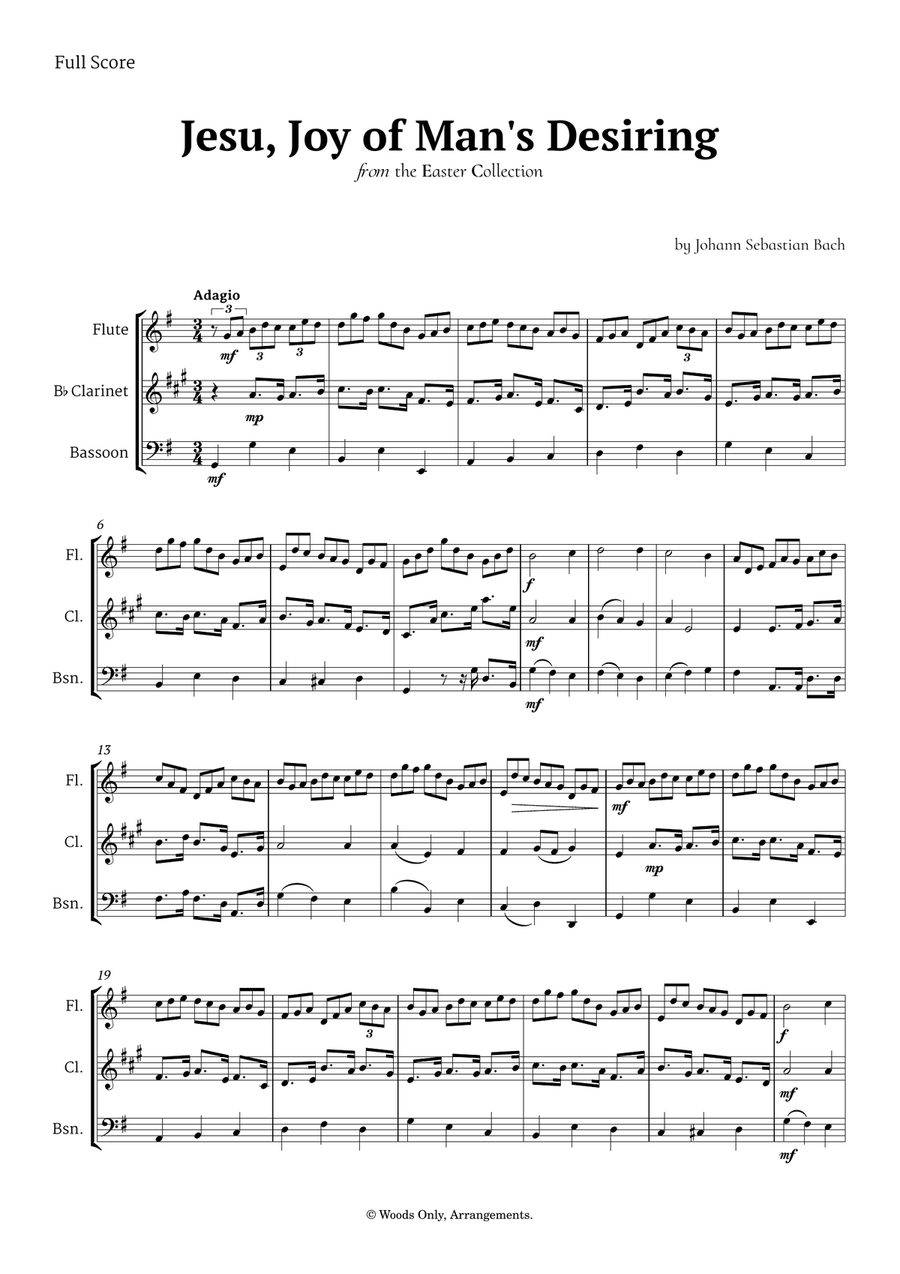 Jesu, Joy of Man's Desiring by Bach for Woodwind Trio Woodwind Trio scores gallery preview page 1
