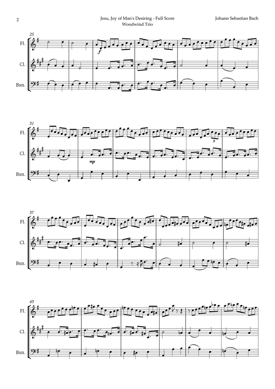 Jesu, Joy of Man's Desiring by Bach for Woodwind Trio Woodwind Trio scores gallery preview page 2