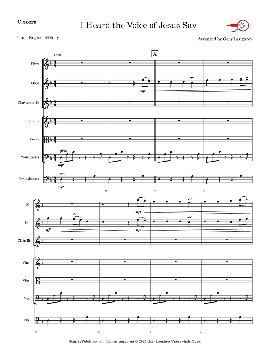I Heard the Voice of Jesus Say Chamber Music scores gallery preview page 1