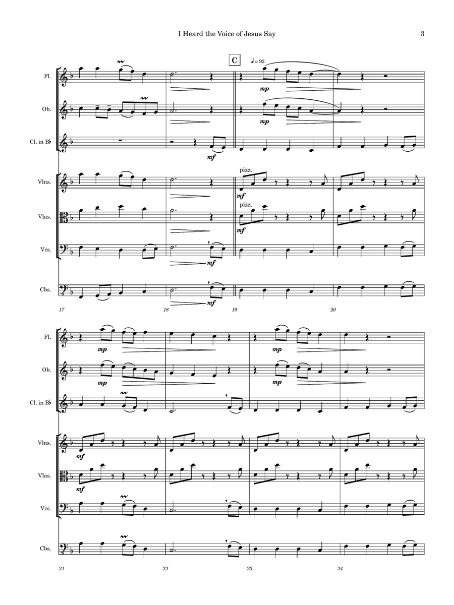 I Heard the Voice of Jesus Say Chamber Music scores gallery preview page 3