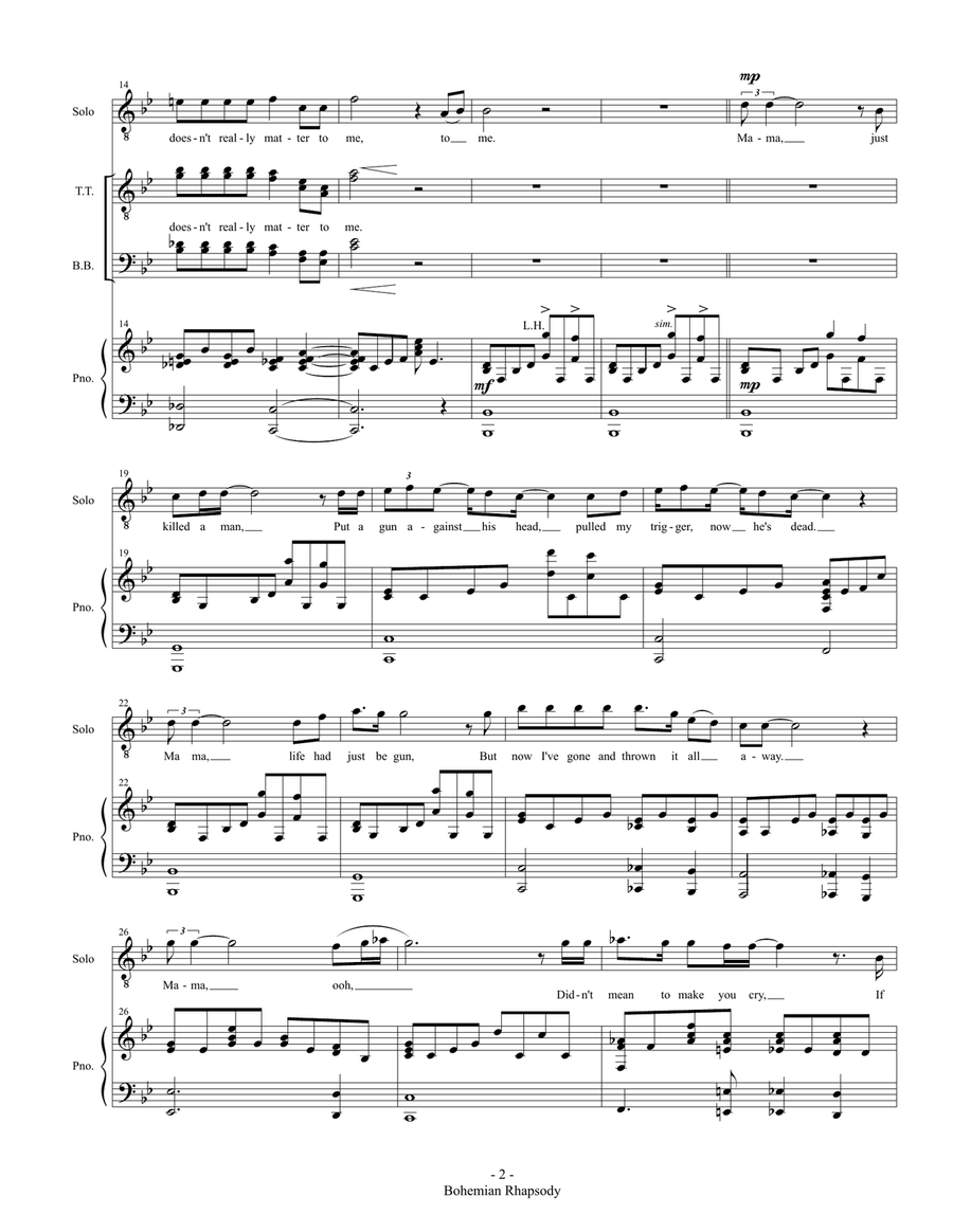 Bohemian Rhapsody TTBB scores gallery preview page 2
