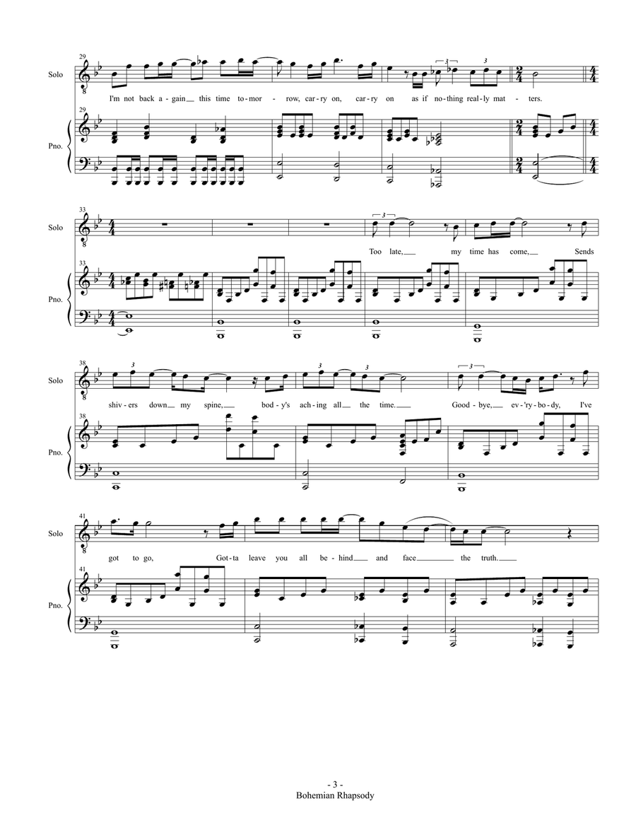Bohemian Rhapsody TTBB scores gallery preview page 3