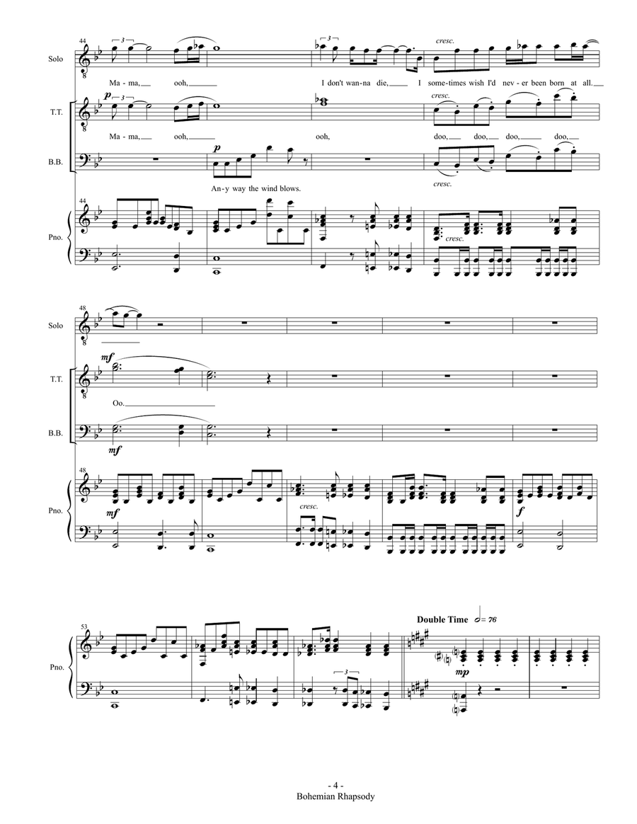 Bohemian Rhapsody TTBB scores gallery preview page 4