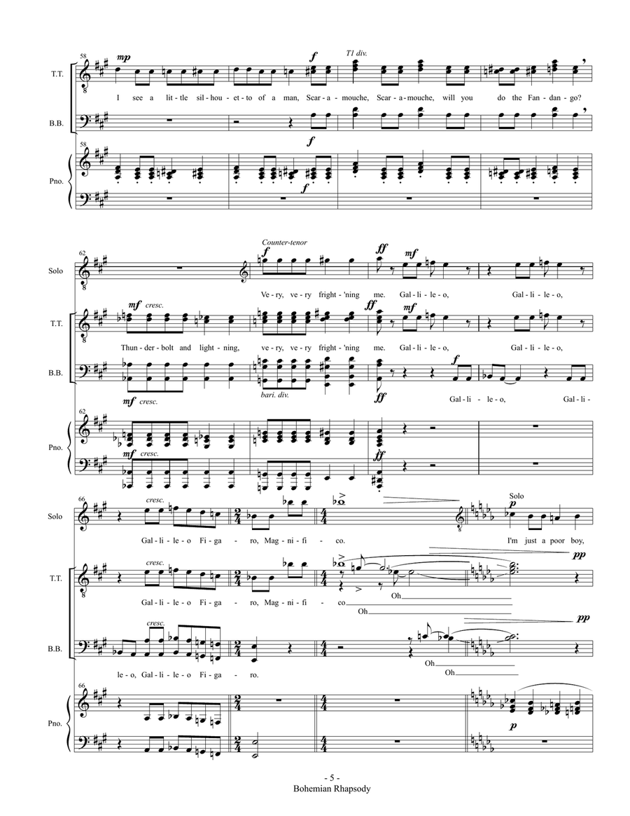 Bohemian Rhapsody TTBB scores gallery preview page 5