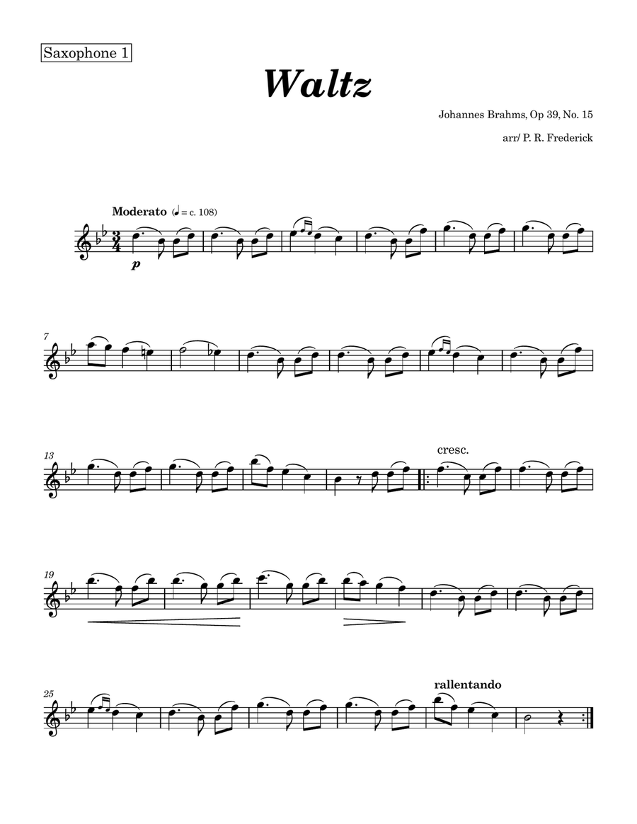 Waltz In Ab Major Op 39, No. 15 Tenor Saxophone scores gallery preview page 2