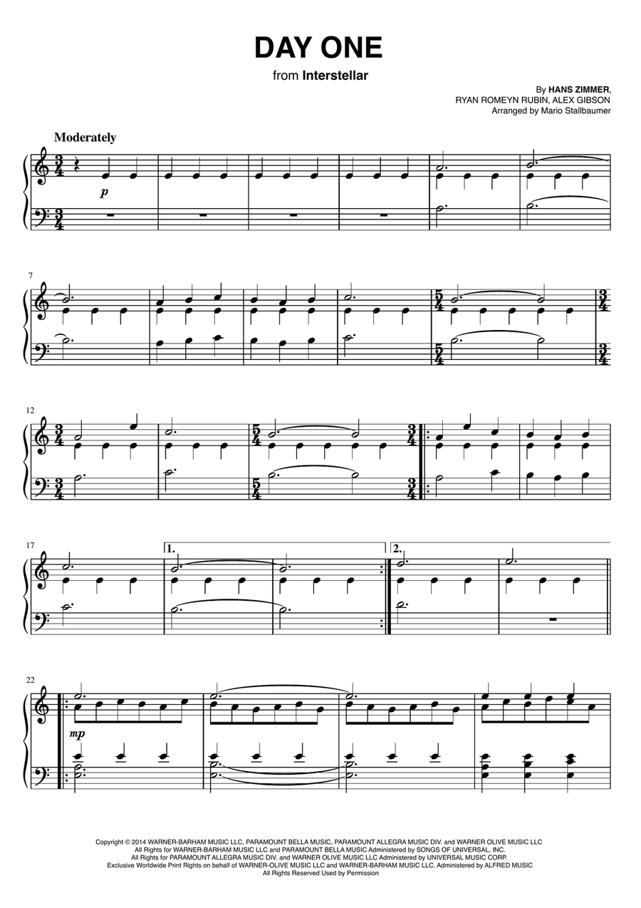 Day One Piano Solo scores gallery preview page 1