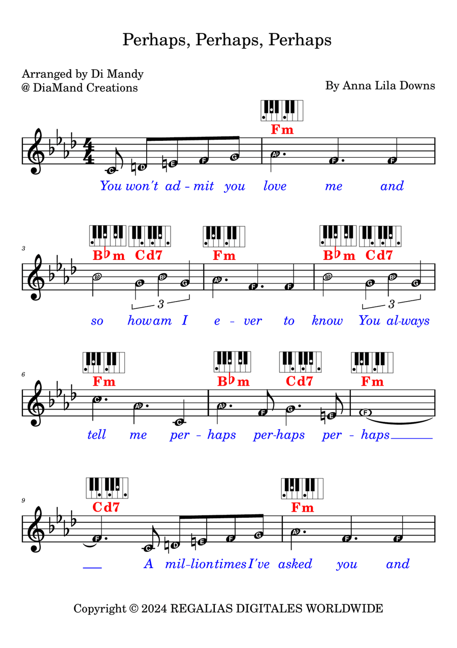 Perhaps, Perhaps, Perhaps Piano scores gallery preview page 1
