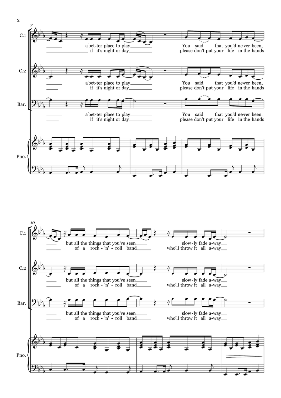 Don't Look Back In Anger 3-Part scores gallery preview page 2