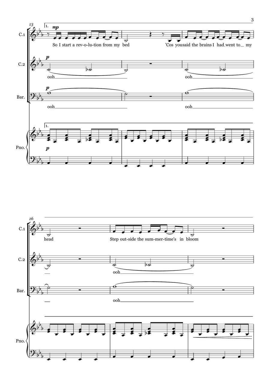 Don't Look Back In Anger 3-Part scores gallery preview page 3