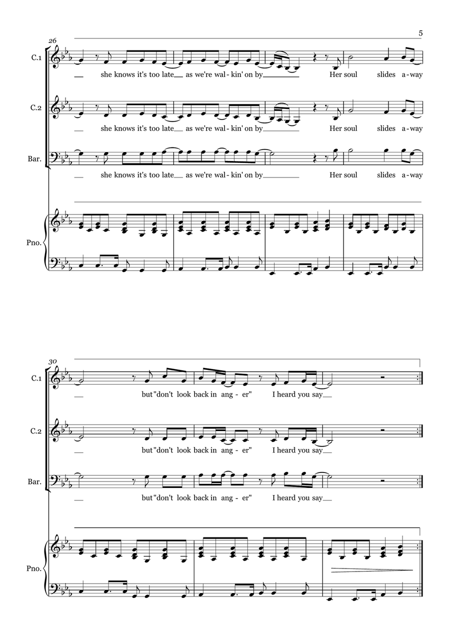 Don't Look Back In Anger 3-Part scores gallery preview page 5