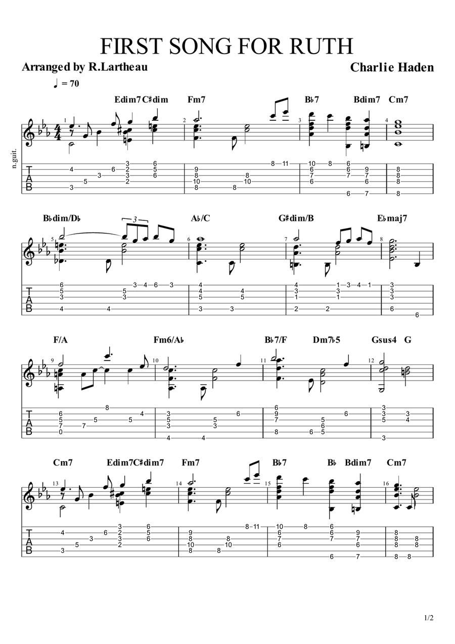 First Song For Ruth Electric Guitar scores gallery preview page 1