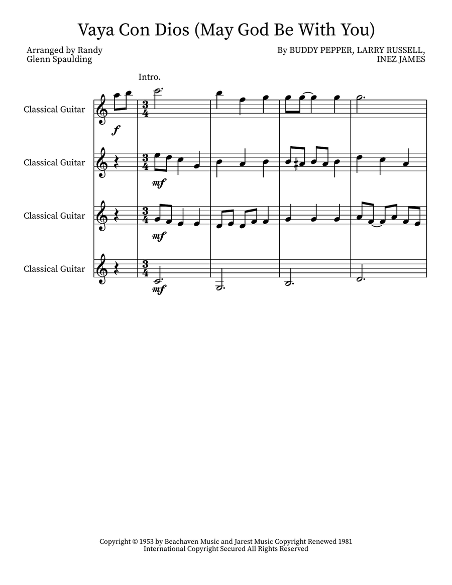 Vaya Con Dios (May God Be With You) Small Ensemble scores gallery preview page 1
