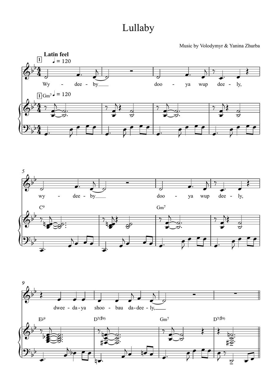 Lullaby Piano, Vocal scores gallery preview page 1