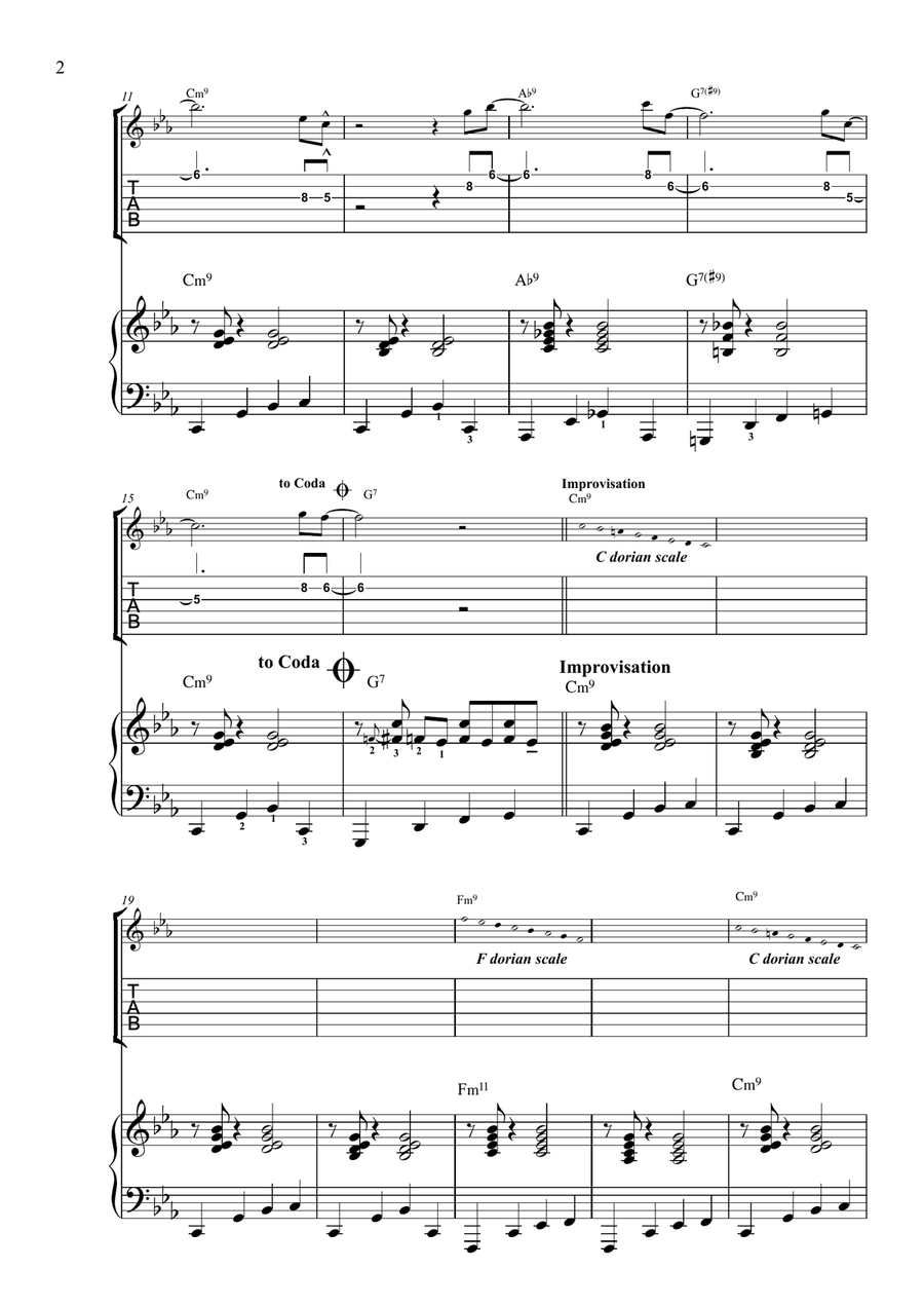 Minor Blues in C Minor Blues in C Electric Guitar scores gallery preview page 2