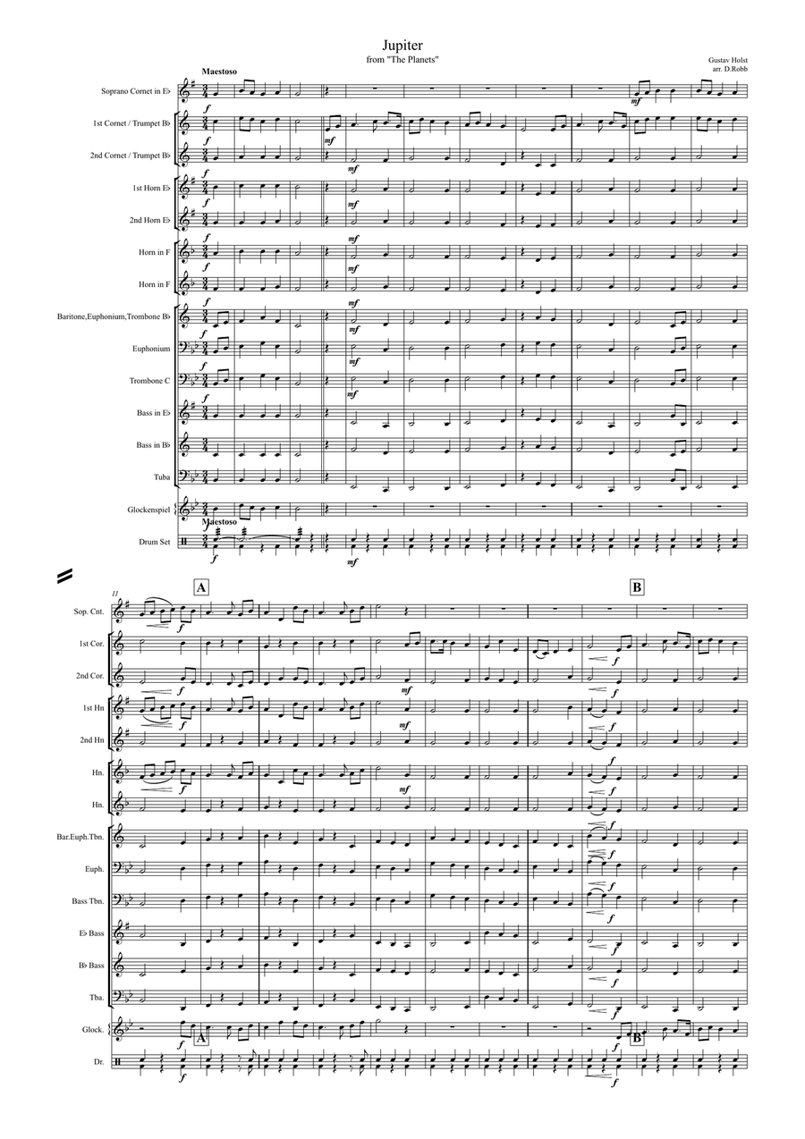 The Planets Suite - Jupiter Brass Band scores gallery preview page 1