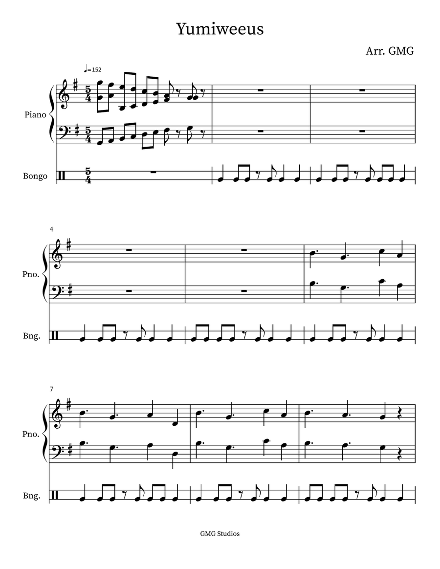 Yumiweeus Yumiweeus Piano scores gallery preview page 1