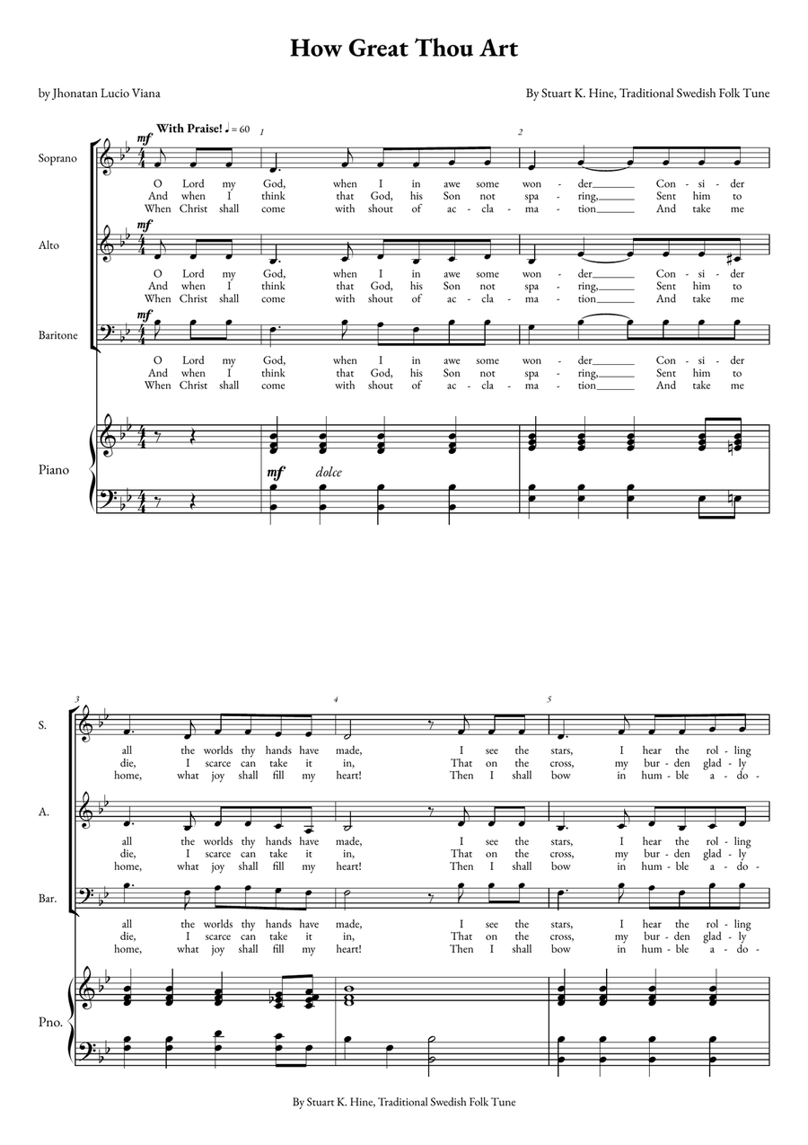 How Great Thou Art How Great Thou Art 3-Part scores gallery preview page 1