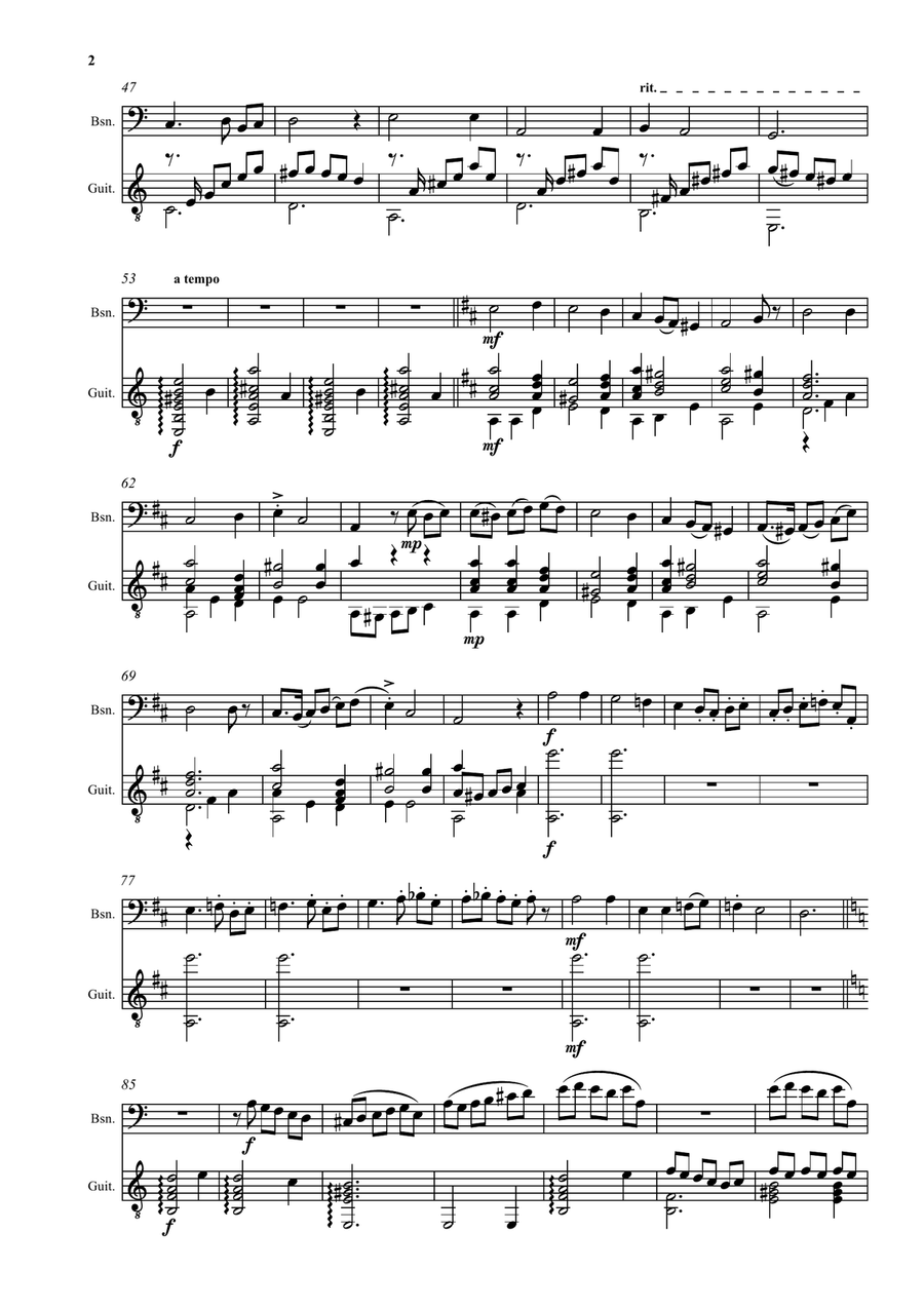Chantefable of Aucassin and Nicolette arranged, with variations, for bassoon and guitar Bassoon scores gallery preview page 2
