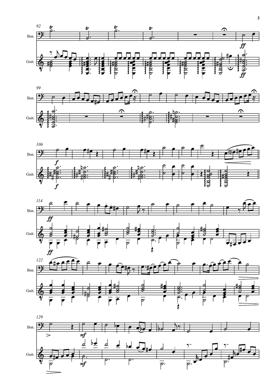 Chantefable of Aucassin and Nicolette arranged, with variations, for bassoon and guitar Bassoon scores gallery preview page 3