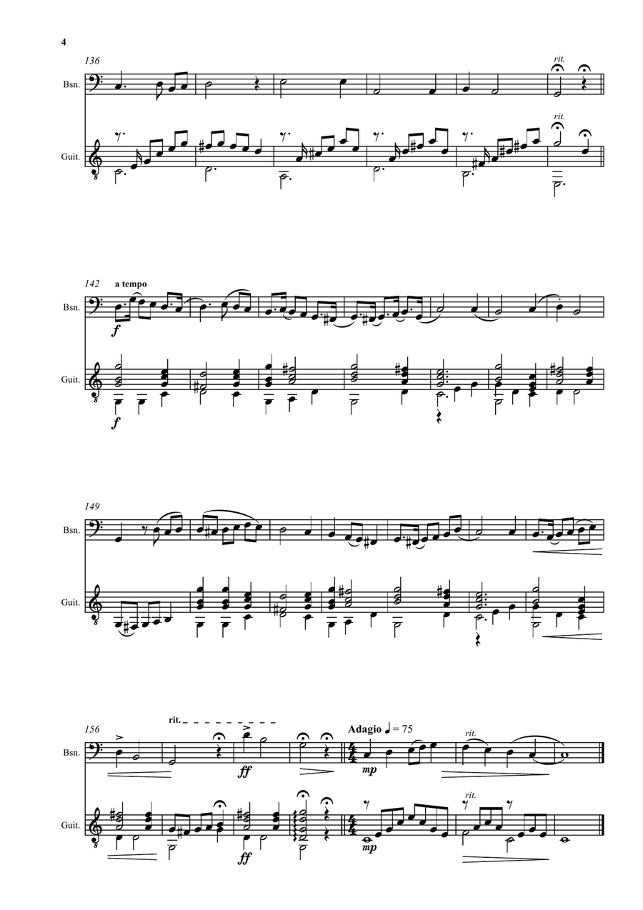 Chantefable of Aucassin and Nicolette arranged, with variations, for bassoon and guitar Bassoon scores gallery preview page 4