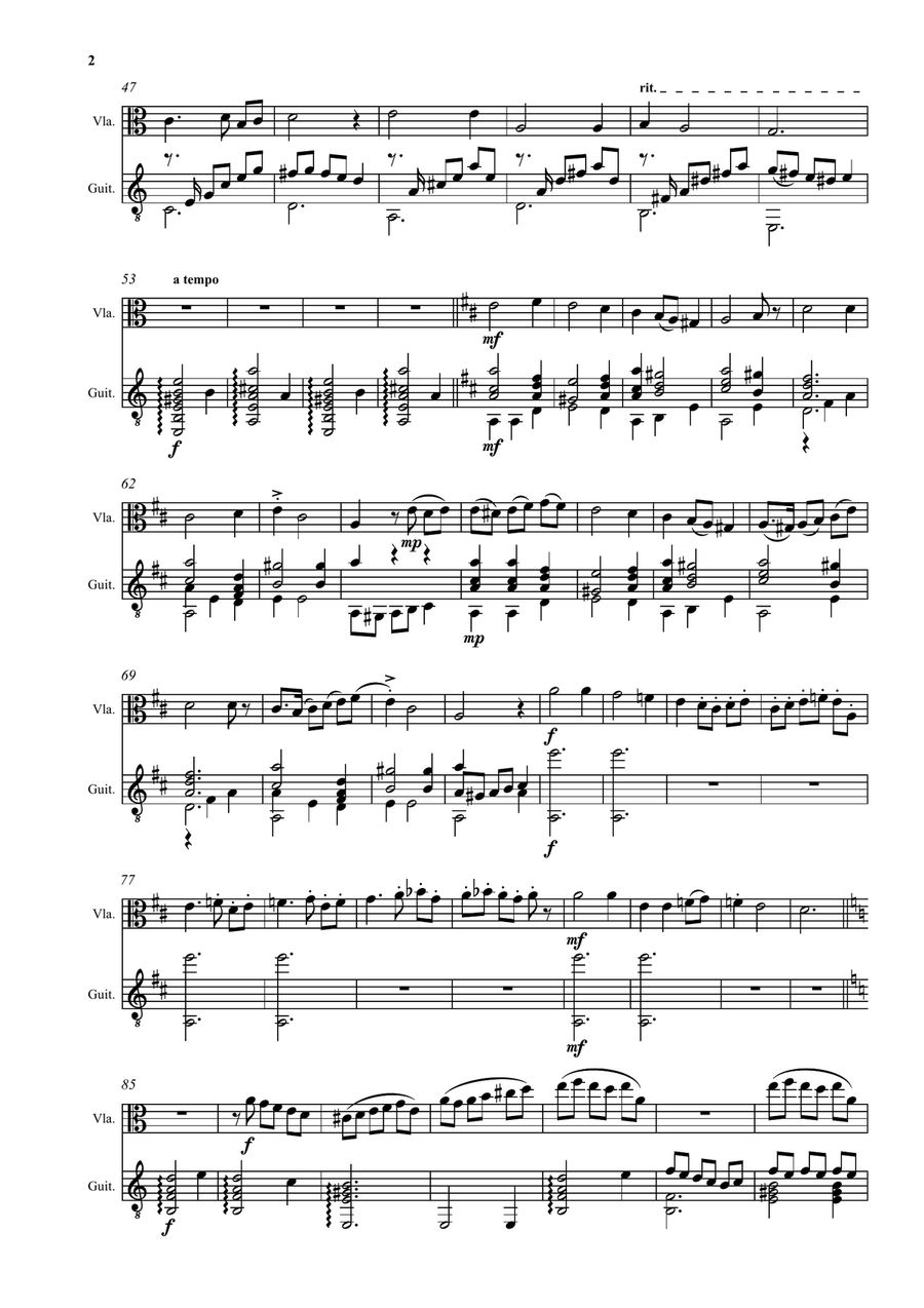 Chantefable of Aucassin and Nicolette arranged, with variations, for viola and guitar String Duet scores gallery preview page 2