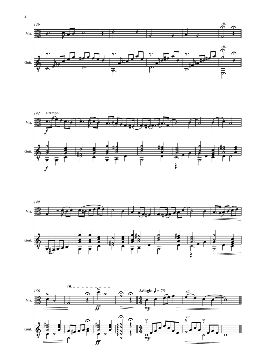 Chantefable of Aucassin and Nicolette arranged, with variations, for viola and guitar String Duet scores gallery preview page 4