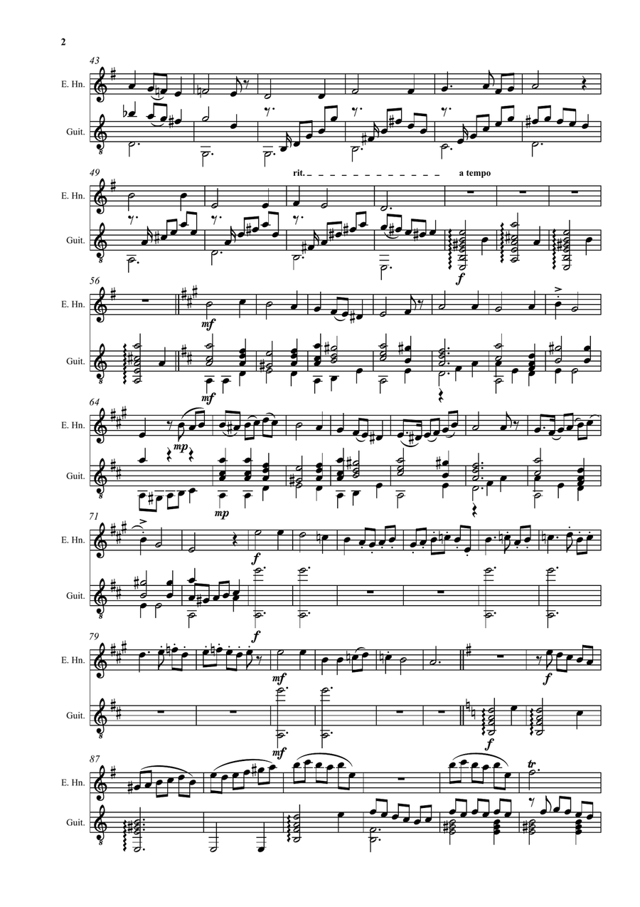 Chantefable of Aucassin and Nicolette arranged, with variations, for cor anglais and guitar English Horn scores gallery preview page 2