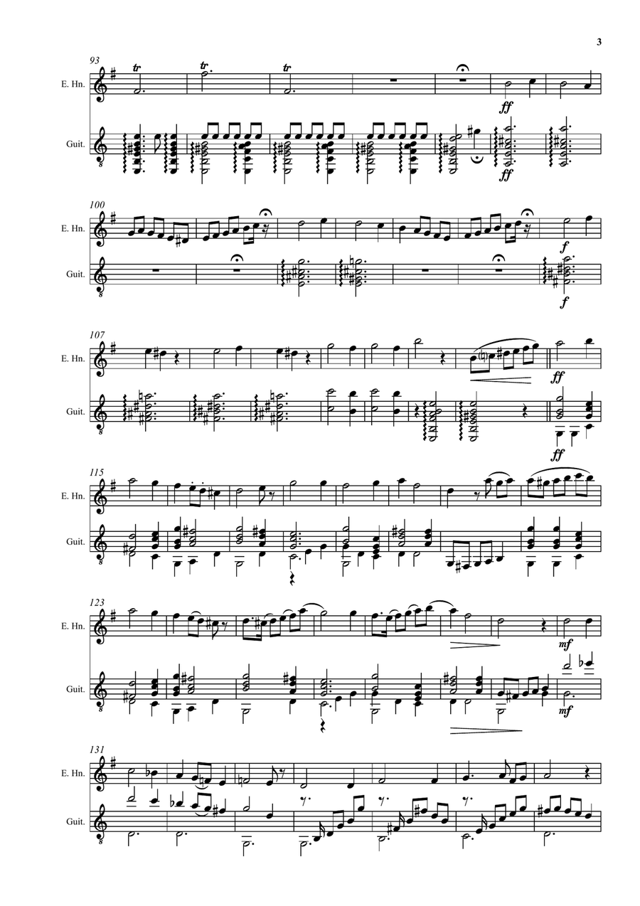 Chantefable of Aucassin and Nicolette arranged, with variations, for cor anglais and guitar English Horn scores gallery preview page 3