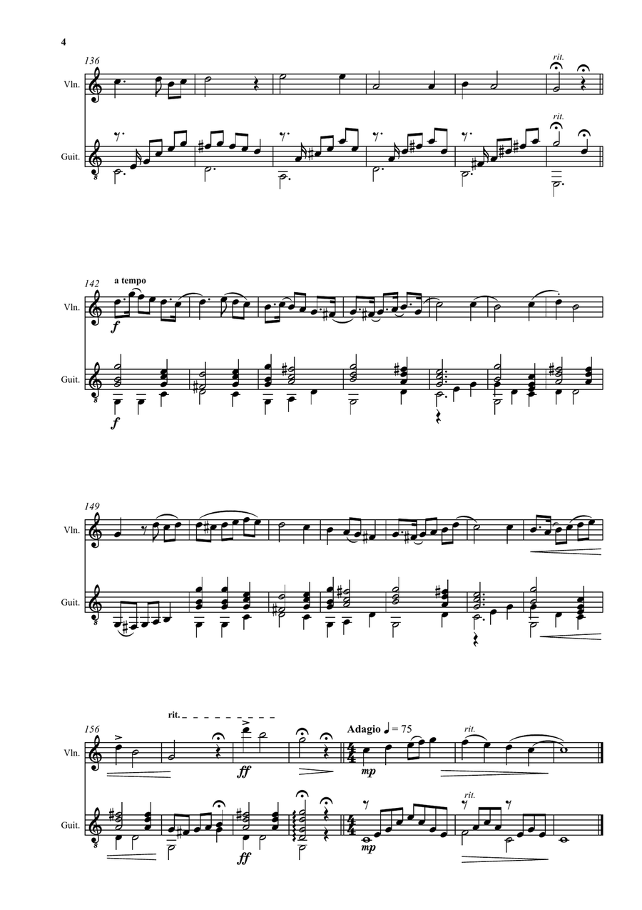 Chantefable of Aucassin and Nicolette arranged, with variations, for violin and guitar String Duet scores gallery preview page 4