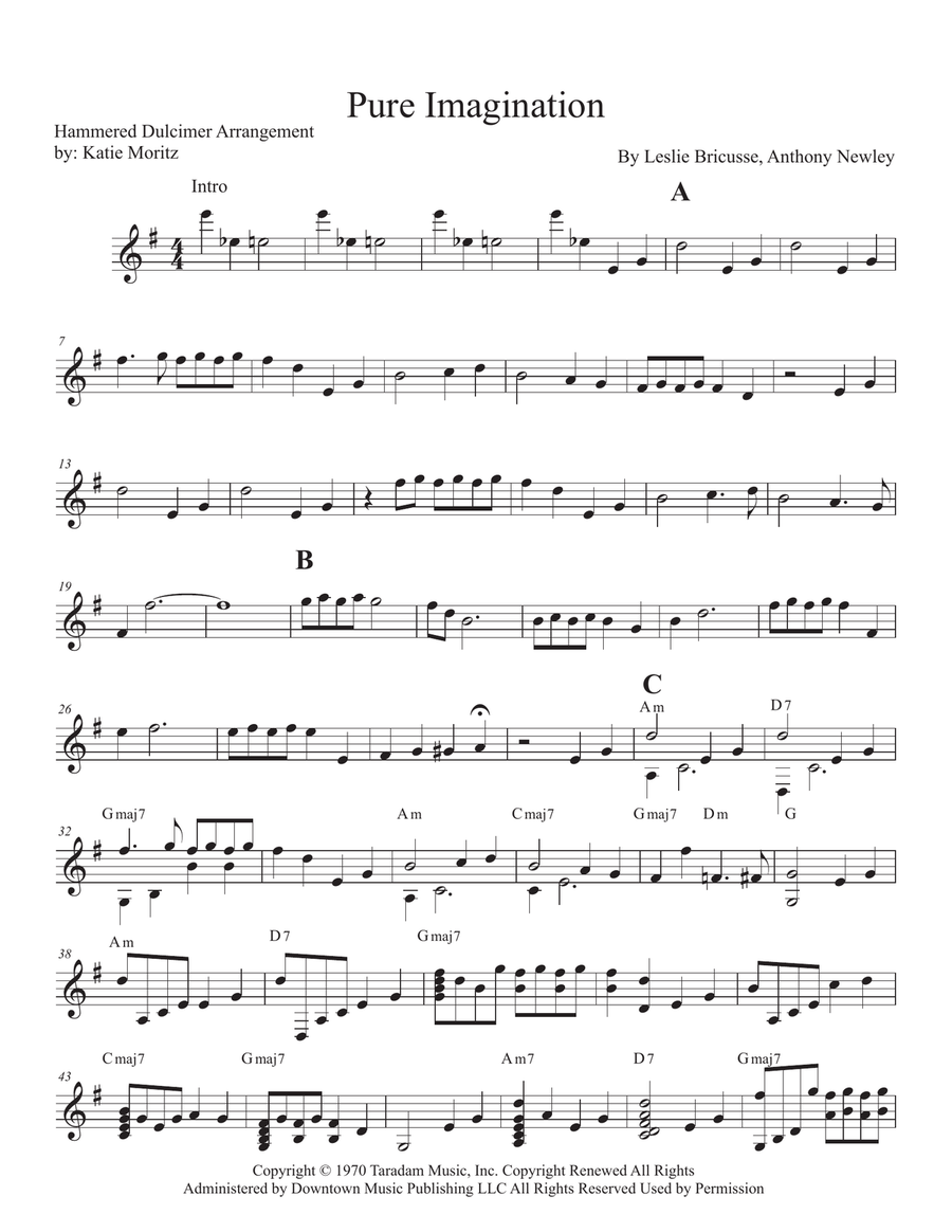 Pure Imagination Pure Imagination Piano scores gallery preview page 1