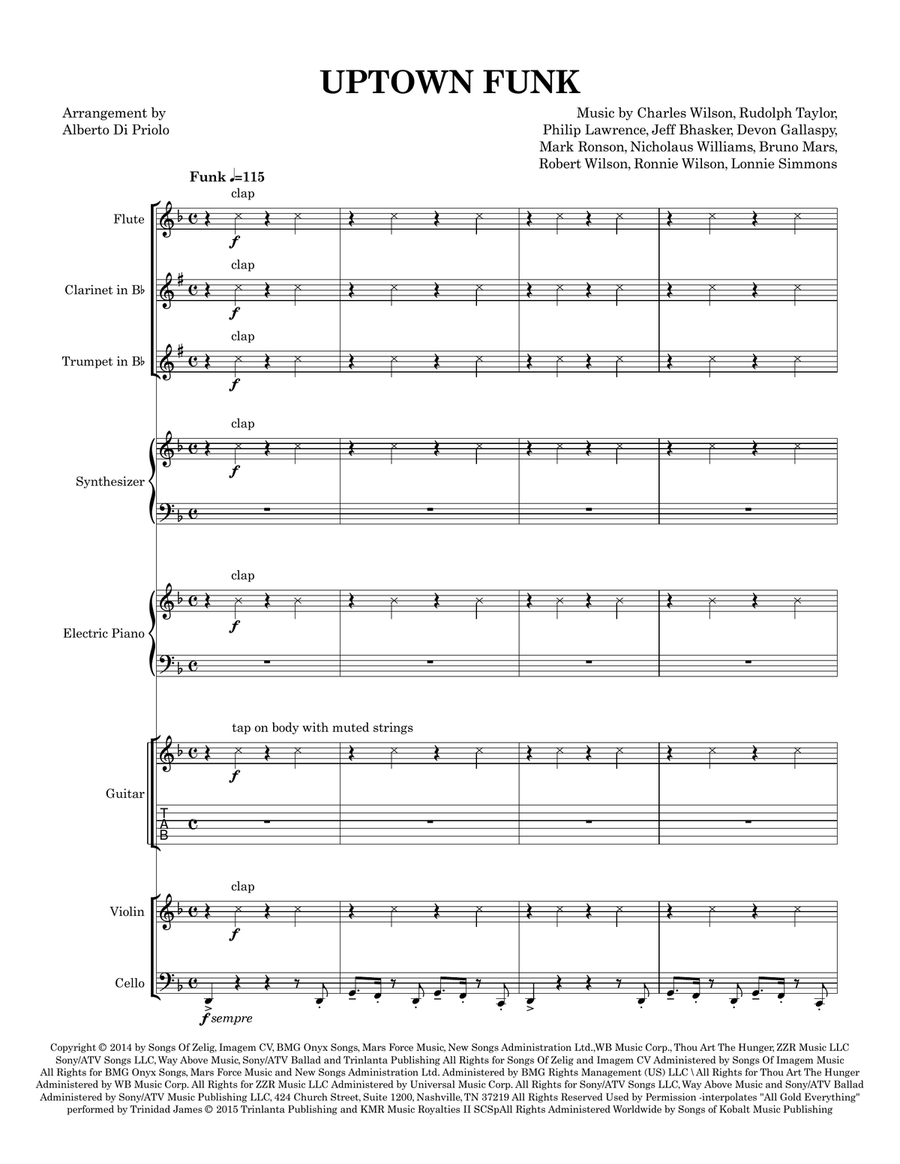Uptown Funk Large Ensemble scores gallery preview page 1