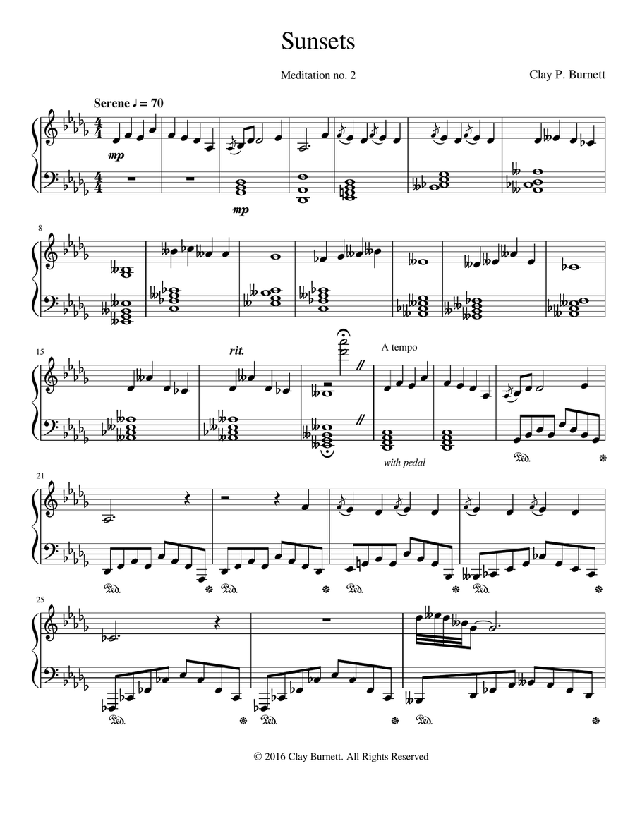 Sunsets (Meditation no. 2) Piano Solo scores gallery preview page 1