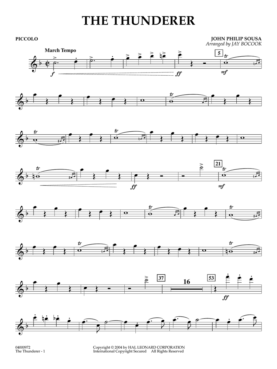 The Thunderer (arr. Jay Bocook) - Piccolo Concert Band scores gallery preview page 1