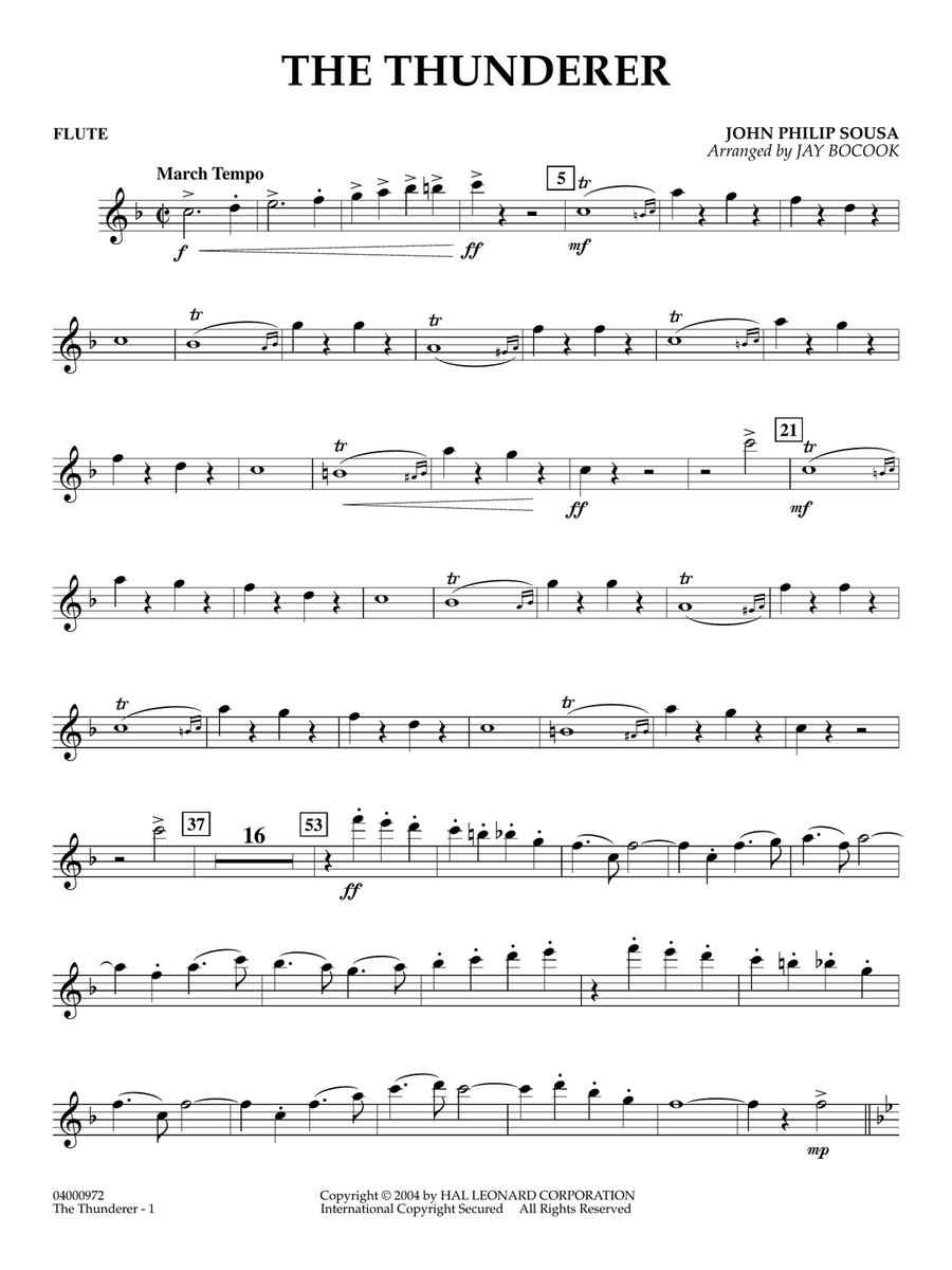 The Thunderer (arr. Jay Bocook) - Flute Concert Band scores gallery preview page 1