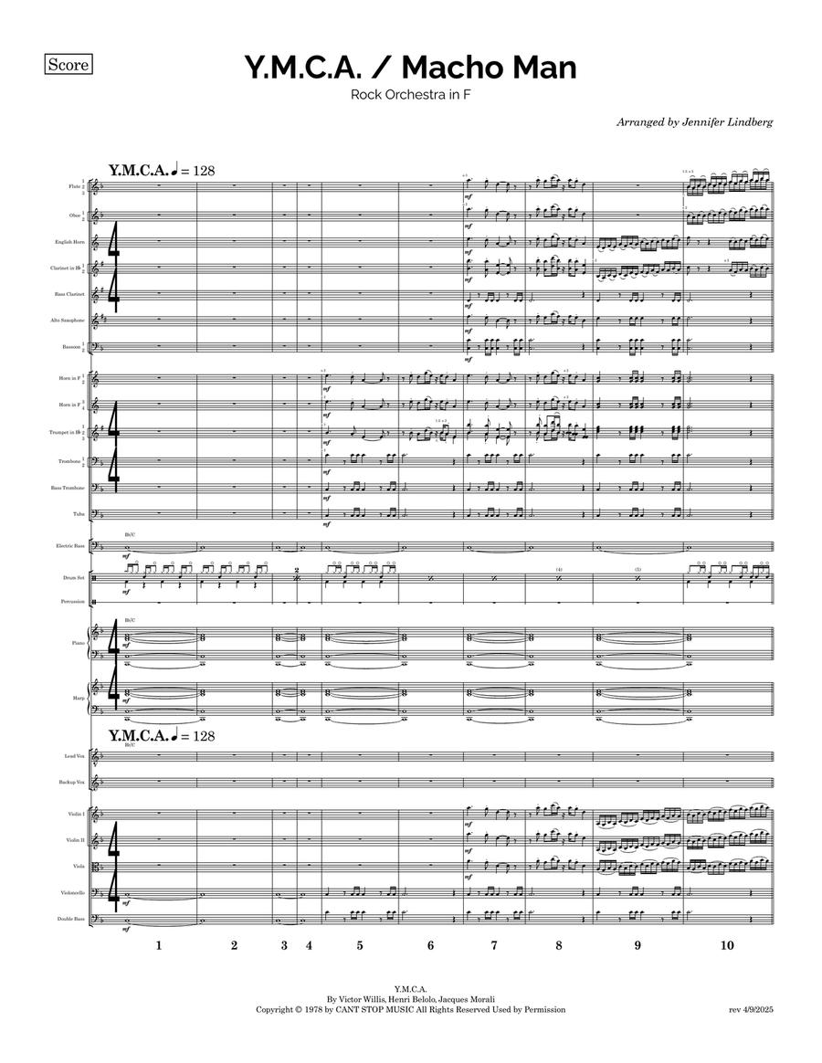 Medley: Y.m.c.a. with Macho Man Full Orchestra scores gallery preview page 1