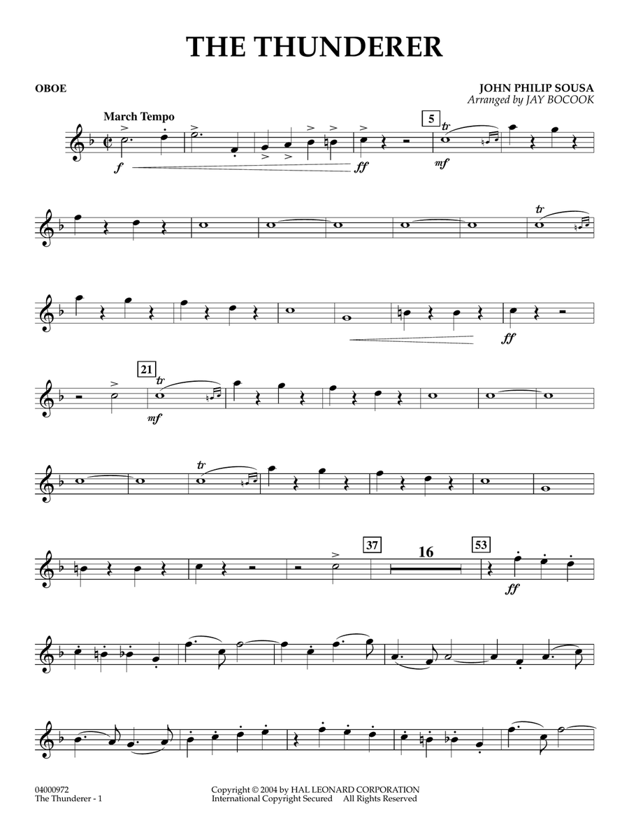 The Thunderer (arr. Jay Bocook) - Oboe Concert Band scores gallery preview page 1
