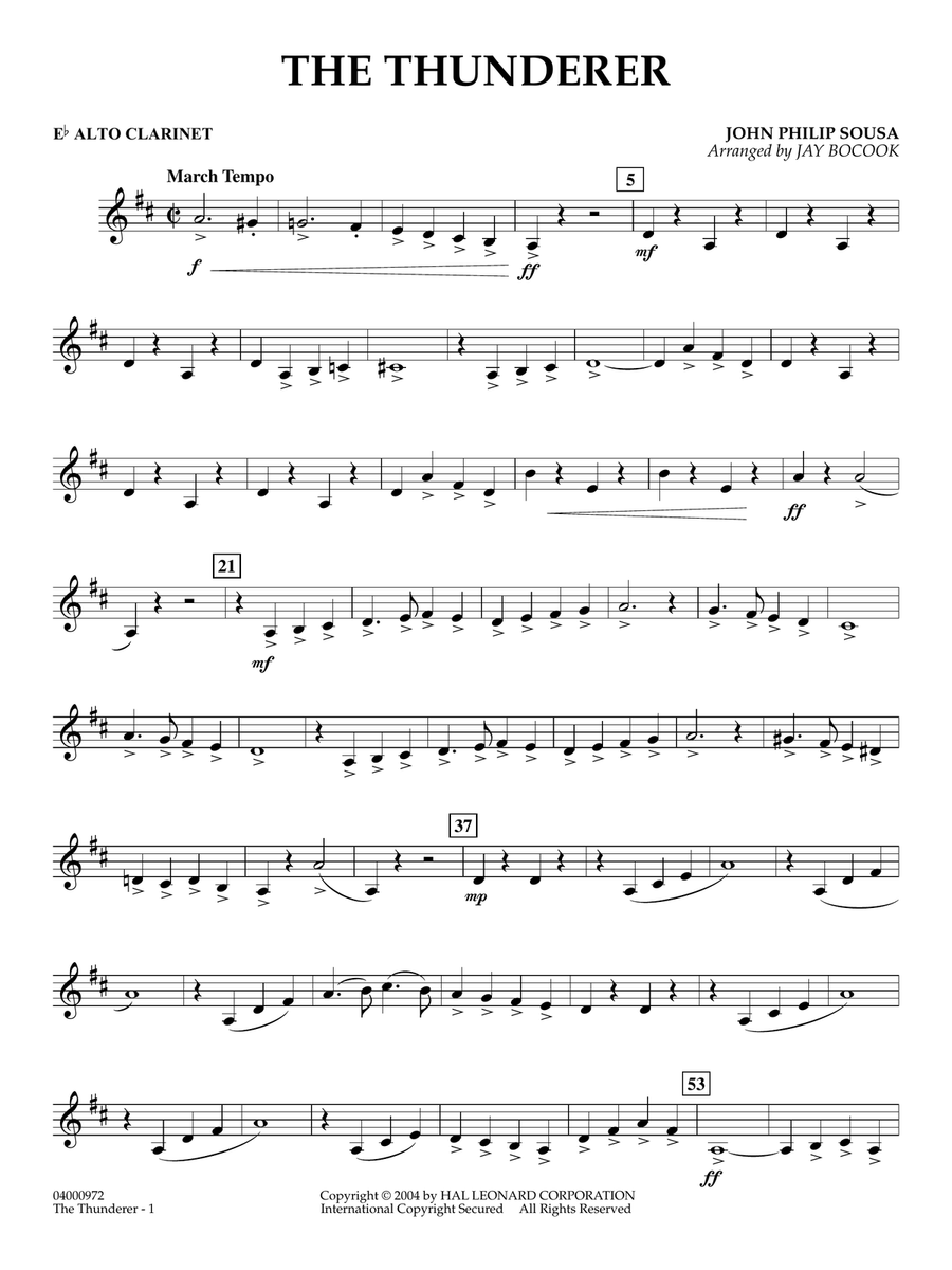 The Thunderer (arr. Jay Bocook) - Eb Alto Clarinet Concert Band scores gallery preview page 1