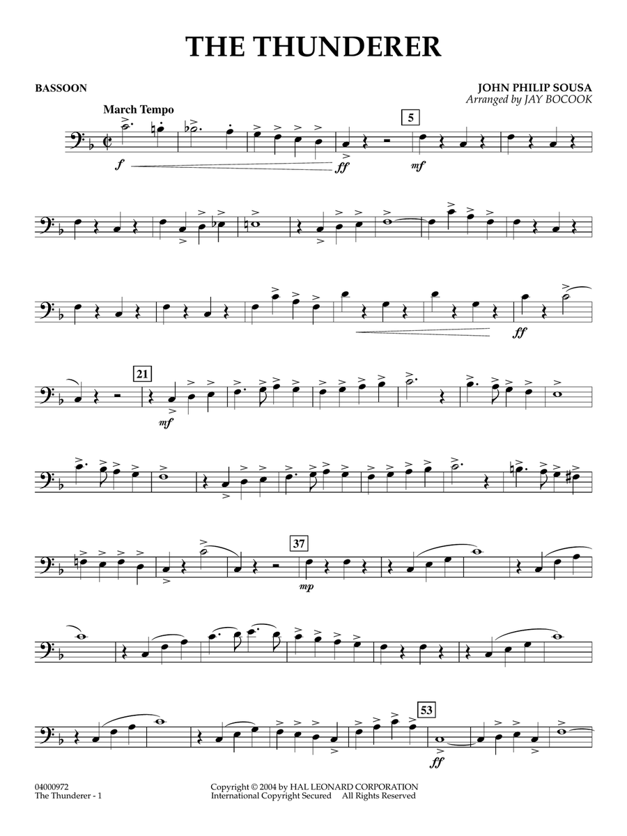 The Thunderer (arr. Jay Bocook) - Bassoon Concert Band scores gallery preview page 1