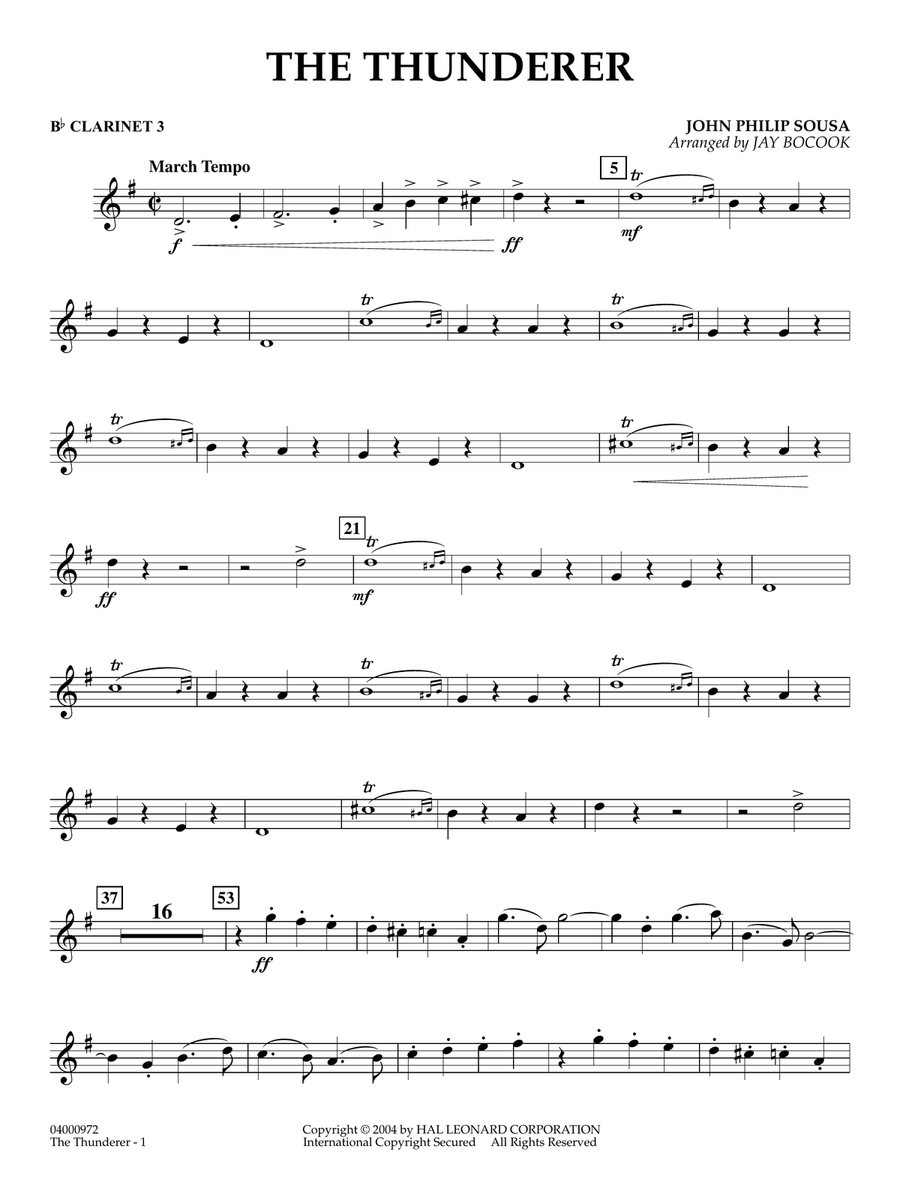 The Thunderer (arr. Jay Bocook) - Bb Clarinet 3 Concert Band scores gallery preview page 1