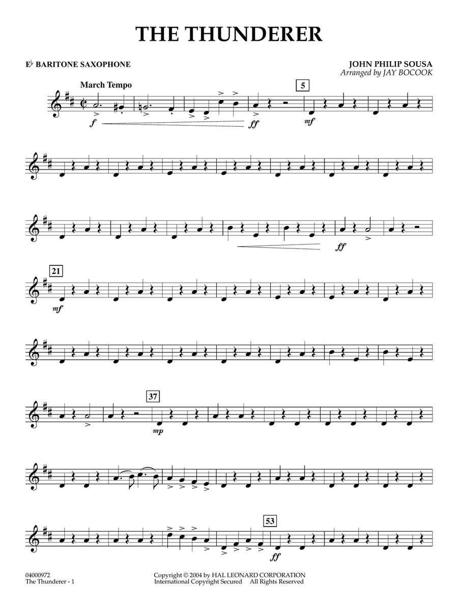 The Thunderer (arr. Jay Bocook) - Eb Baritone Saxophone Concert Band scores gallery preview page 1